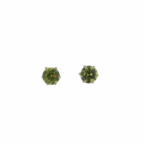 Boucles d'oreilles Argent 925 Oxyde de Zirconium Vert (couleur péridot) serties de pierres de 5mm, chaton 6 griffes
