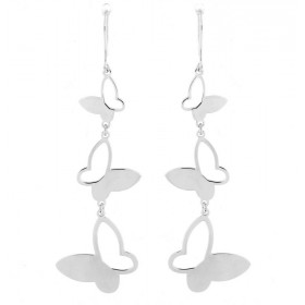 Boucles d oreilles argent pendantes trois papillons (une moitié d aile pleine une moitié ajourée) Dimensions papillons : 1...