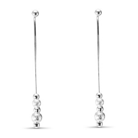 Boucles d oreilles argent chaines maille serpent motifs boules diamantées Longueur : 2,6 cm