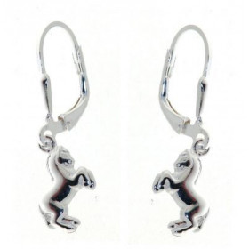 Boucles d'oreilles pendantes en Argent 925. Motif en forme de cheval. 