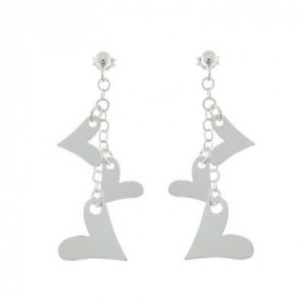 Boucles d'oreilles Argent Pendantes Coeurs (5.5cm)