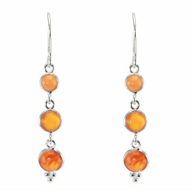 Boucles d oreilles Argent 925 Cornaline serties pierres rondes 5, 6 7mm diamètre Longueur : 5cm 