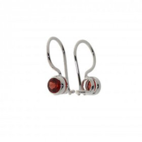 Boucles d oreilles Argent 925 Grenat serties pierres 4mm, longueur : 16mm