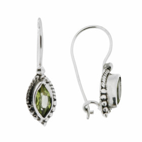 Boucles d'oreilles Argent Péridot Navette 7x3mm