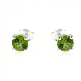 Puces d oreilles serties pierres rondes Chaque Péridot mesure 6mm diamètre, elles sont maintenues sur cette monture par 4 ...