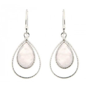 Boucles d'oreilles Argent Quartz Rose Poire 13x9mm