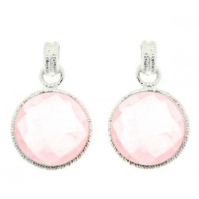 Boucles d'oreilles en Argent et Quartz Rose. Ces boucles d'oreilles sont serties de pierres rondes facet&eacute;es. Le dia...