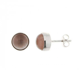 Puces d oreilles Argent Quartz Rose Ces boucles d oreilles sont serties qurtaz rose ronds taillés cabochon Le diamètre des...