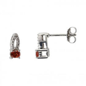 Boucles d'oreilles Argent Rhodié Grenat ovale 4x3mm