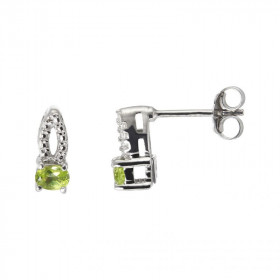Boucles d oreilles Argent Rhodié Péridot ovale 4x3mm Motif perlé sur sa partie haute Dimensions d une boucle (vue face) : ...