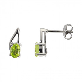 Boucles d'oreilles Argent Rhodié Péridot Ovale 6x4mm