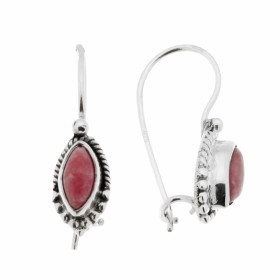 Boucles d'oreilles Argent Rhodonite Navette 7x3mm