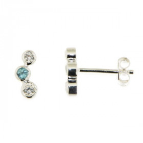Boucles d oreilles Argent 925 Oxyde blanc topaze bleue traitée Chaque motif est serti deux oxydes blancs d une Topaze Dime...