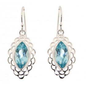 Boucles d oreilles Pendantes Argent Topaze Bleue Ces boucles d oreilles sont serties pierres taillées marquise Les dimensi...