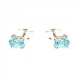  Boucles d oreilles Argent 925 Topaze Bleue serties pierres ovales 6x4mm 
