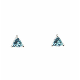 Boucles d'oreilles Argent 925 Topaze Bleue serties de pierres taille trillion de 5mm