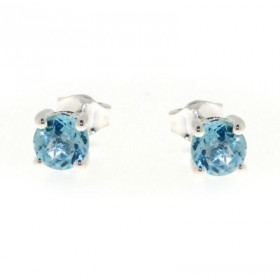  Puces d oreilles serties pierres rondes Chaque Topaze bleue traitée mesure 6mm diamètre, elles sont maintenues sur cette ...