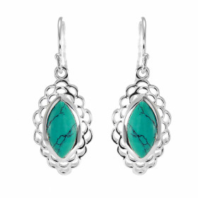  Boucles d oreilles Pendantes Argent Turquoise Reconstituée Ces boucles d oreilles sont serties pierres taillées marquise ...