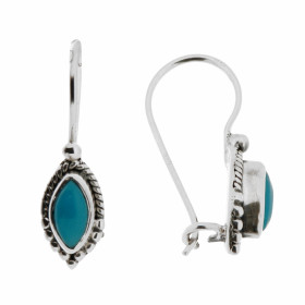 Boucles d oreilles Pendantes Argent Turquoise reconstituée Ces boucles d oreilles sont serties pierres forme navette Les d...