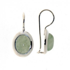 Boucles d'oreilles Argent 925 Aventurine serties de pierres de 10x8mm, hauteur totale : 25mm