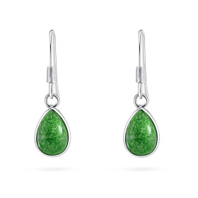 Boucles D'Oreilles En Aventurine Et Or - Monture Plaquée Or, Neuves Jamais Portées