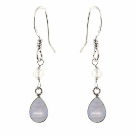  Boucles d oreilles Calcédoine bleue Labradorite sur Argent Calcédoine taille poire 8x6mm Labradorite facettée 3mm diamètr...