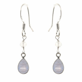 Boucles d'oreilles Calcédoine bleue et Labradorite sur  Argent