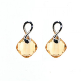 Boucles d'oreilles Citrine Coussin 6mm Or Blanc 750