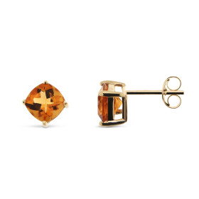 Boucles d oreilles Citrine Or Jaune 375 Les Citrines sont maintenues par 3 griffes Ces boucles sont serties pierres taillé...