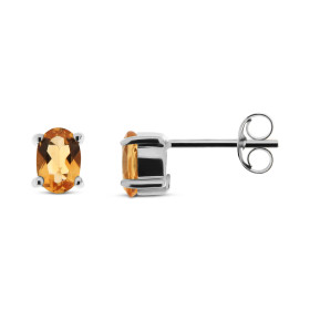 Puces d oreilles Citrine Or Blanc 375 Ces boucles sont serties pierres ovales 6x4mm La fermeture effectue par un système c...