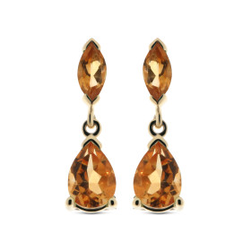 Boucles d oreilles pendantes Citrine Or Jaune 375 Les Citrines sont taillées marquise 6x3mm poire 7x5mm La fermeture effec...