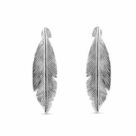Boucles d oreilles argent une plume rainurée 9x27mm système d attache : poussette belge Longueur : 2.7cm