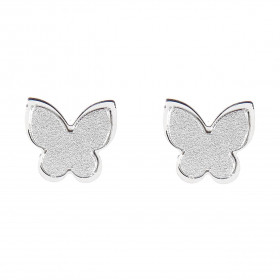 Boucles d oreilles clou argent rhodié composées d un papillon argent satiné 10x11mm Système d attache : poussette belge
