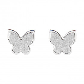 Boucles d'oreilles clou argent rhodié papillon