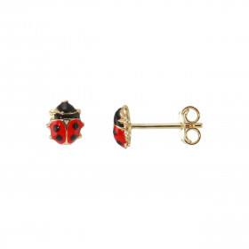 Boucles d oreilles Coccinelles émaillées Or Jaune 375 Système fermeture : poussettes Dimensions d une coccinelle : 7x6mm