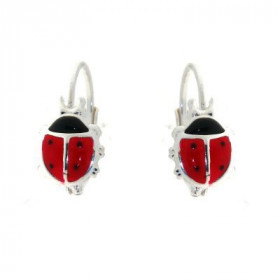 Boucles d oreilles Coccinelles pendantes Argent 925 Motif émaillé forme coccinelle 