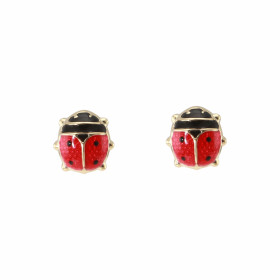  Boucles d oreilles Coccinelles Or jaune 375 Émaillées pour Enfant Dimensions du motif : 7x6.5mm Système fermeture : pouss...