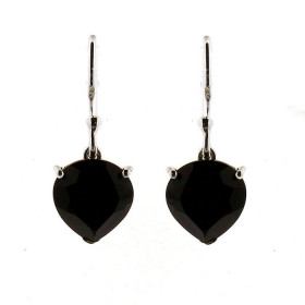 Boucles d'oreilles en Argent 925 et Onyx. Ces boucles d'oreilles pendantes sont serties de pierres taillées en coeur. Les ...