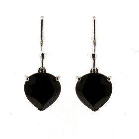 Boucles d'oreilles Coeur Argent 925 et Onyx