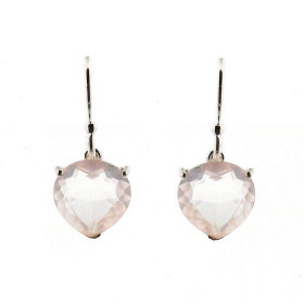 Boucles d'oreilles Coeur Argent 925 et Quartz rose