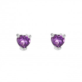 Boucles d oreilles Coeur Argent 925 Rhodié Améthyste Chaque boucle est sertie d une pierre forme coeur mesurant 5x5mm Syst...