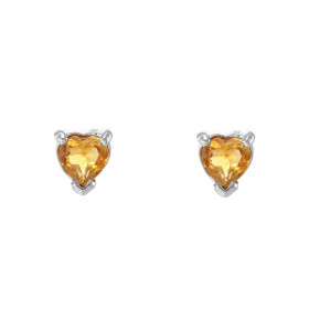Boucles d oreilles Coeur Argent 925 Rhodié Citrine Chaque boucle est sertie d une pierre forme coeur mesurant 5x5mm Systèm...