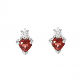 Boucles d oreilles Coeur Argent 925 Rhodié Grenat Oxyde Chaque boucle est sertie d une pierre forme coeur mesurant 5x5mm d...