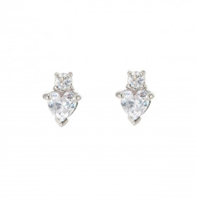 Boucles d'oreilles Coeur Argent 925 Rhodié Oxyde de zirconium