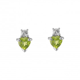 Boucles d oreilles Coeur Argent 925 Rhodié Péridot Oxyde Chaque boucle est sertie d une pierre forme coeur mesurant 5x5mm ...