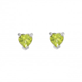 Boucles d oreilles Coeur Argent 925 Rhodié Péridot Chaque boucle est sertie d une pierre forme coeur mesurant 5x5mm Systèm...