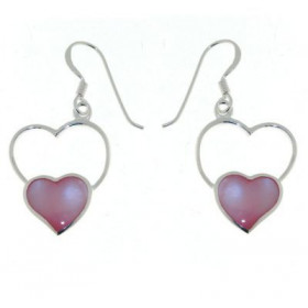 Boucles d'oreilles Coeur Argent  Nacre Rose