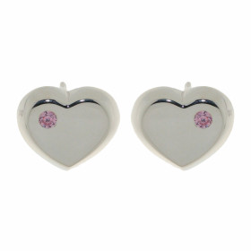  Boucles d oreilles argent forme coeur serties d un petit oxyde zirconium rose 3mm Dimensions: 12x15mm 