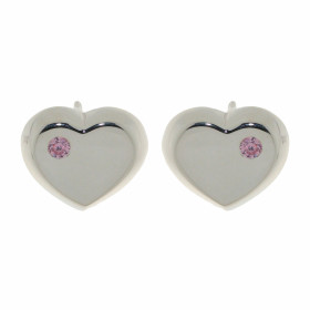 Boucles d'oreilles Coeur Argent  Oxyde de zirconium Rose