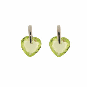 Boucles d'oreilles Argent 925 Oxyde de Zirconium Vert (couleur péridot) serties de pierres en forme de coeur de 10x10mm